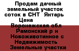 Продам дачный земельный участок 15 соток в СНТ “Янтарь“. › Цена ­ 300 000 - Воронежская обл., Рамонский р-н, Новоживотинное с. Недвижимость » Земельные участки продажа   